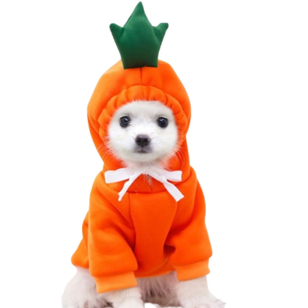 Aniac Funny Pet Clothes - Carrot Dog Cat Hoodies Sweatshirt Coat With Fruit Hood - Fall Puppy Cat Sweater - Halloween Easter Dog