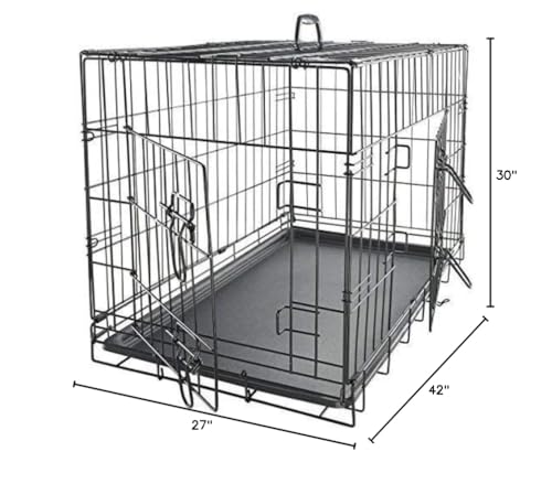 Dog Crates for Extra Large Dogs - XL Dog Crate 42 Pet Cage Double-Door Best for Big Pets - Wire Metal Kennel Cages with Panel &