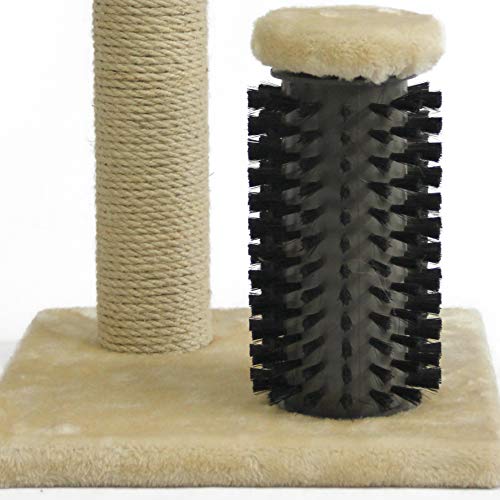 Amazon Basics Cat Scratching Post With Brush For Indoor Cats, 12.2 X 12.2 X 16.54 Inch For Kittens, Beige