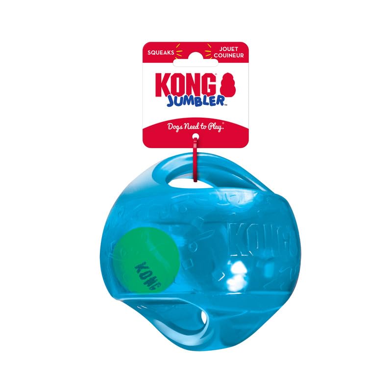 Kong Jumbler Ball - Interactive Dog Toy For Dog & Puppy Playtime - Fetch Toy With Tennis Ball - Dog Supplies For Engaging Play (Medium/Large)