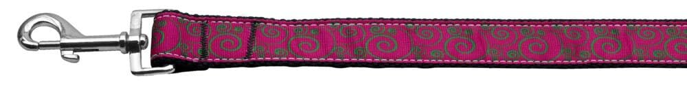 Pet Dog and Cat Nylon Collar or Leash, &quot;Pink & Lime Swirly&quot; 5/8&quot; w x 6 ft. leash