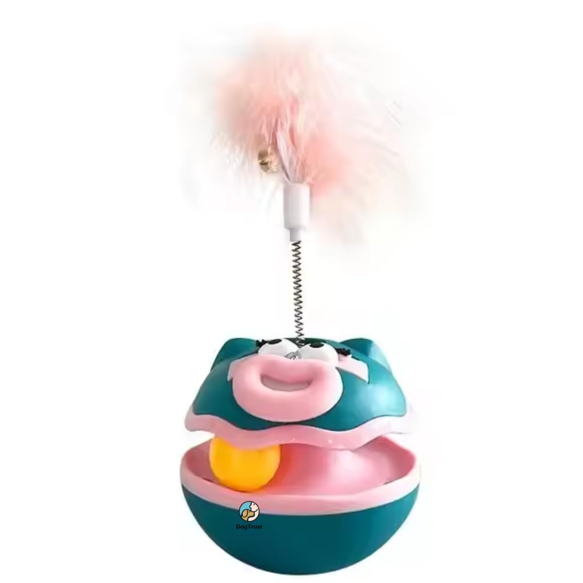 Dog Trust Cute Pink Interactive Cat Teaser Toy  Feather Wand With Bell For Kittens & Cats | Fun Indoor Playtime Toy & Decor For