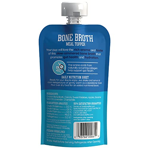 Solid Gold Chicken Bone Broth for Dogs - Grain Free, 96 Fl Oz - Nutrient Dense Gravy Topper for Gut Health & Hydration