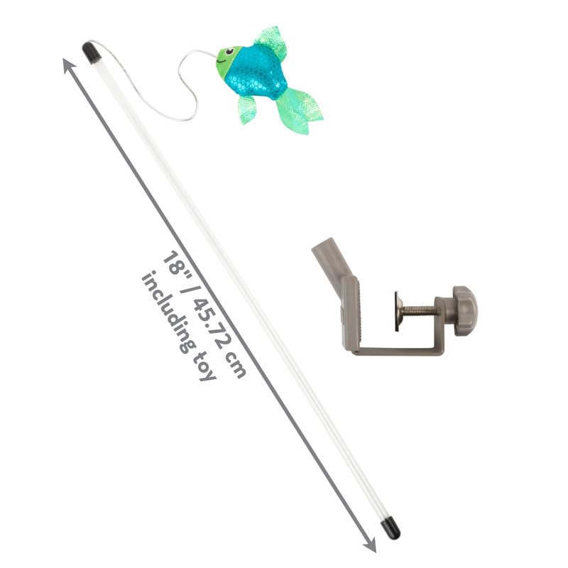 Kong Connects Angler Door Teaser - Wand Fishing Pole With Plush Crinkle Fish Filled With Catnip - Cat Toy