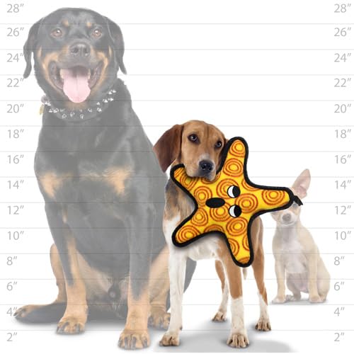 Tuffy - World'S Tuffest Soft Dog Toy - Ocean Starfish - Squeakers - Multiple Layers. Made Durable, Strong & Tough. Interactive Play (Tug, Toss & Fetch). Machine Washable & Floats