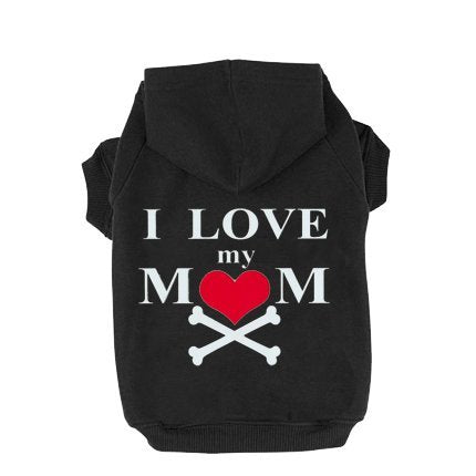 EXPAWLORER Dog Hoodie - Fall Soft and Warm Dog Sweatshirt, Pet Clothes Autumn Winter Coat with ??I Love My MOM?? Print for Puppy