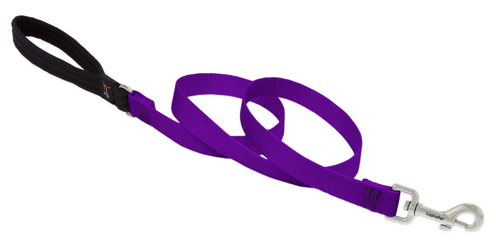 Dog Leash By Lupine In 3/4'' Wide Purple 6-Foot Long With Padded Handle