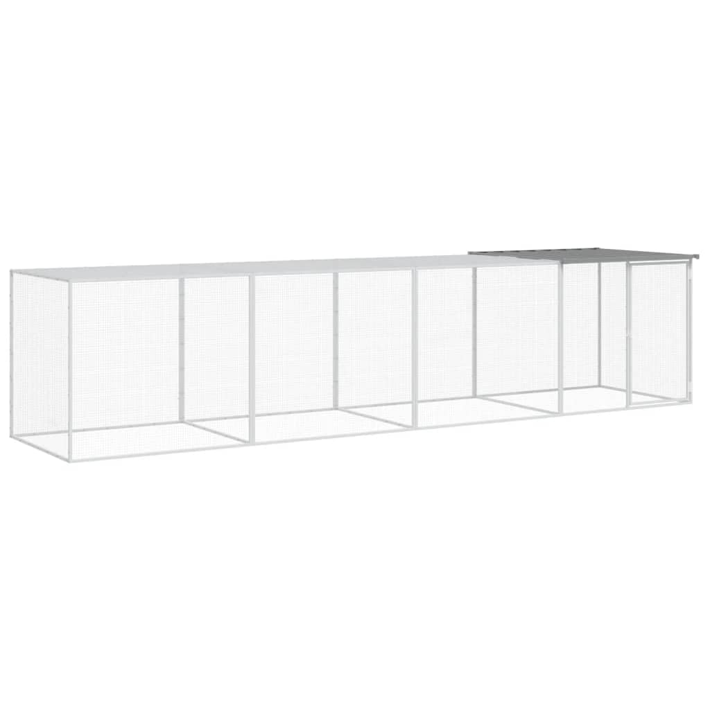 vidaXL Light Gray Chicken Cage with Roof Galvanized Steel Spacious 158.7X38.6X35.4 in Coop Portable Outdoor House Cages Shed Pen