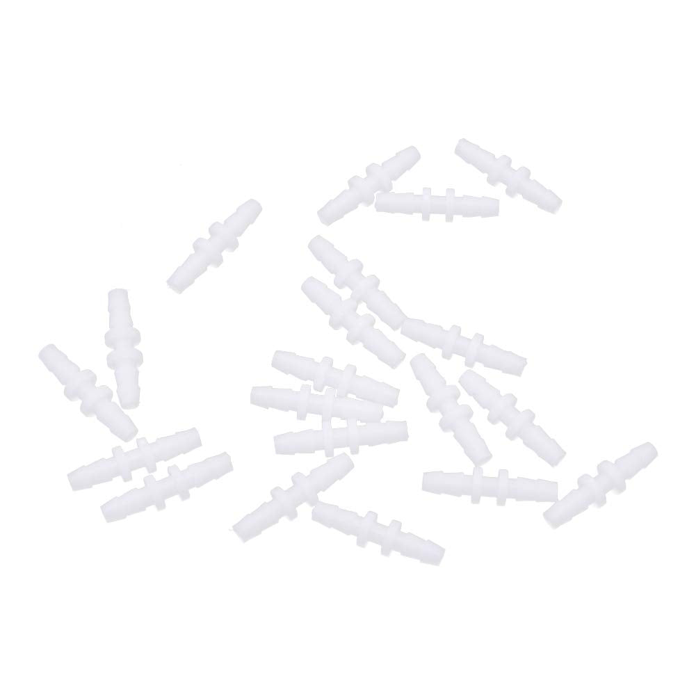 Treedix 20Pcs Aquarium Air Valve Connector White Plastic Inline Tubing, Compatible With 2Mm Id X 4Mm Od Tube