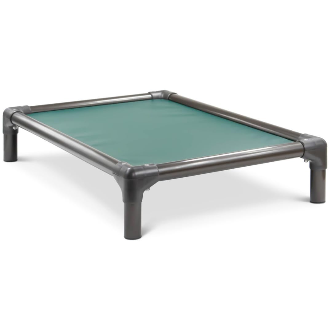 Kuranda Chewproof Elevated Dog Bed - Walnut PVC - 50 x 36 - Heavy Duty Vinyl - Forest Green