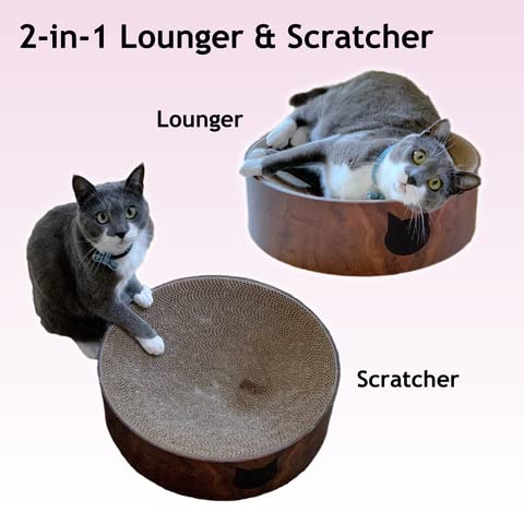 NECOICHI Cozy Cat Scratcher Bowl - 100% Recycled Paper, Chemical-Free, Dark Cherry, Regular Size
