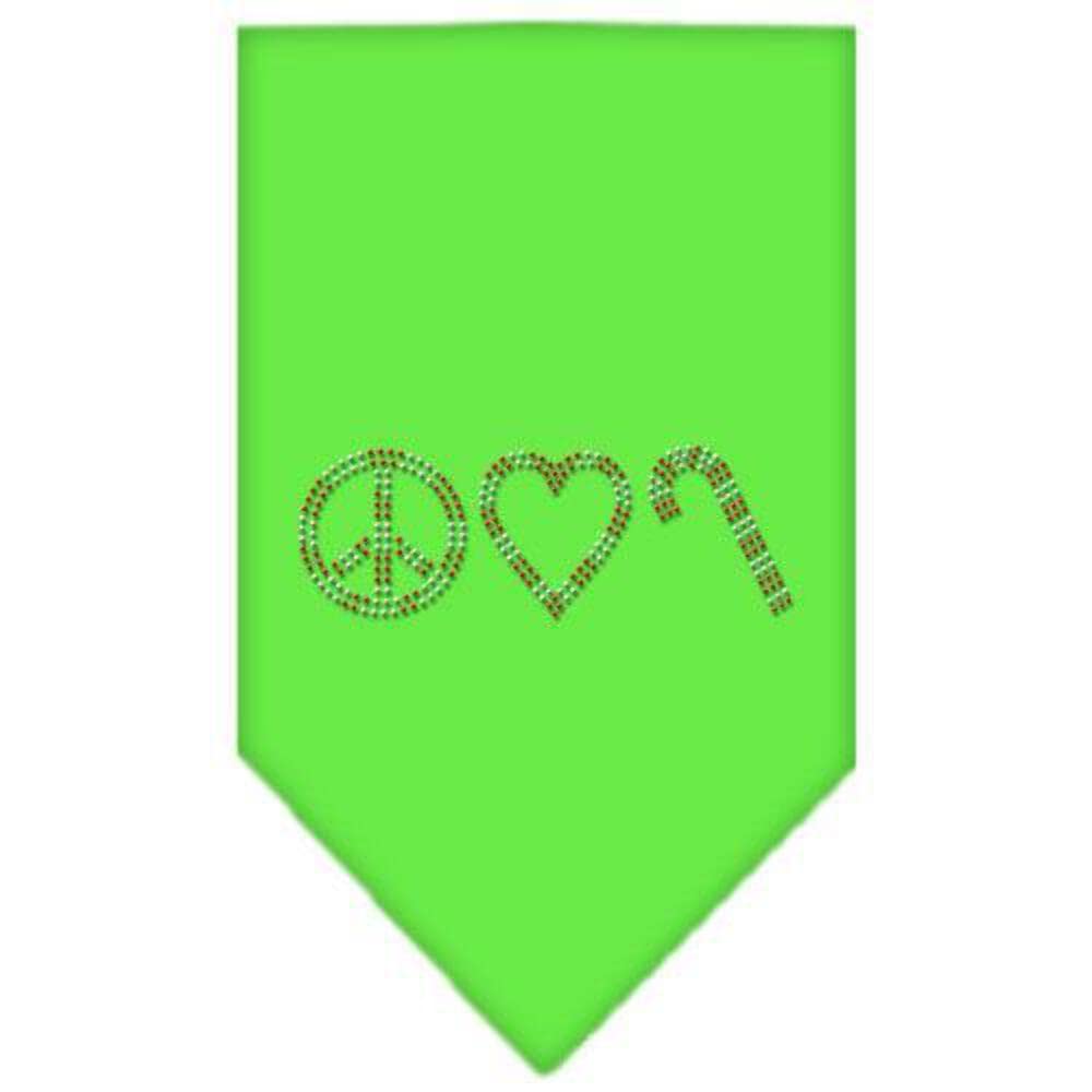 Mirage Pet Products Peace Love Candy Cane Rhinestone Bandana, Small, Cocoa