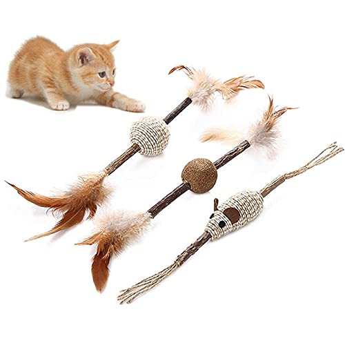 Dog Trust Cat Interactive Catnip Assorted Soft Feather Silver Vine Chew Teething Toy For Kitten Cat (Set Of 3)