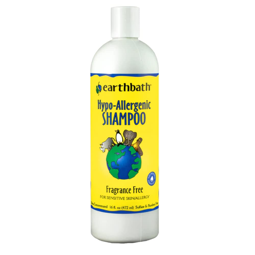 Earthbath Hypoallergenic Dog Shampoo - Pet Shampoo For Sensitive Skin & Allergies, Made In Usa - Fragrance Free, 16 Oz (Pack Of 