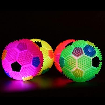 Toms Pet Dog Ball, Light Up Dog Balls, Pet Dogs Toy Puppy Chew Squeaky Sound Football Shape Toys Flashing Design (1 Balls) Rand
