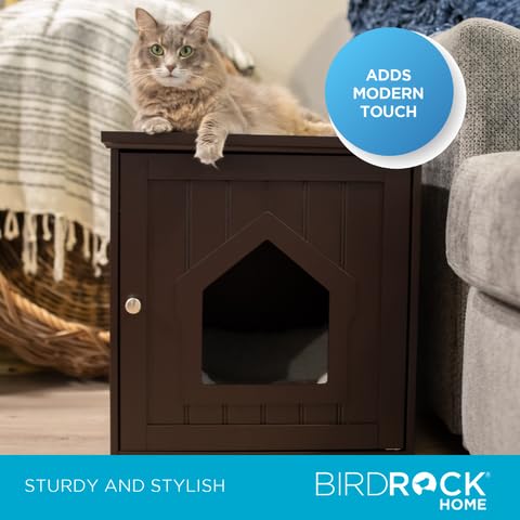 Internet's Best Decorative Cat House & Side Table, Espresso, Engineered Wood, Model 10170-A2, Multi-Functional Pet Furniture