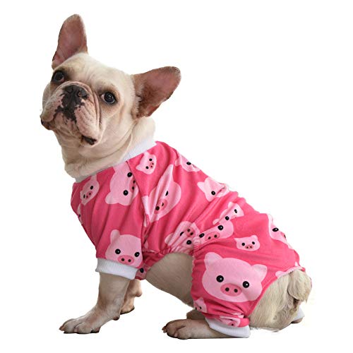 Cutebone Pink Pig Dog Pajamas Cute Cat Clothes Pet Pjs Onesie, Medium P46M