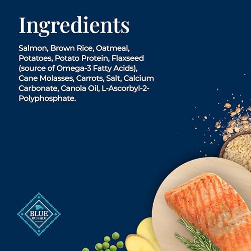 Blue Buffalo Basics Crunchy Dog Biscuits for Skin & Stomach Care, Limited Ingredient Diet Dog Treats, Salmon & Potato Recipe, 6-