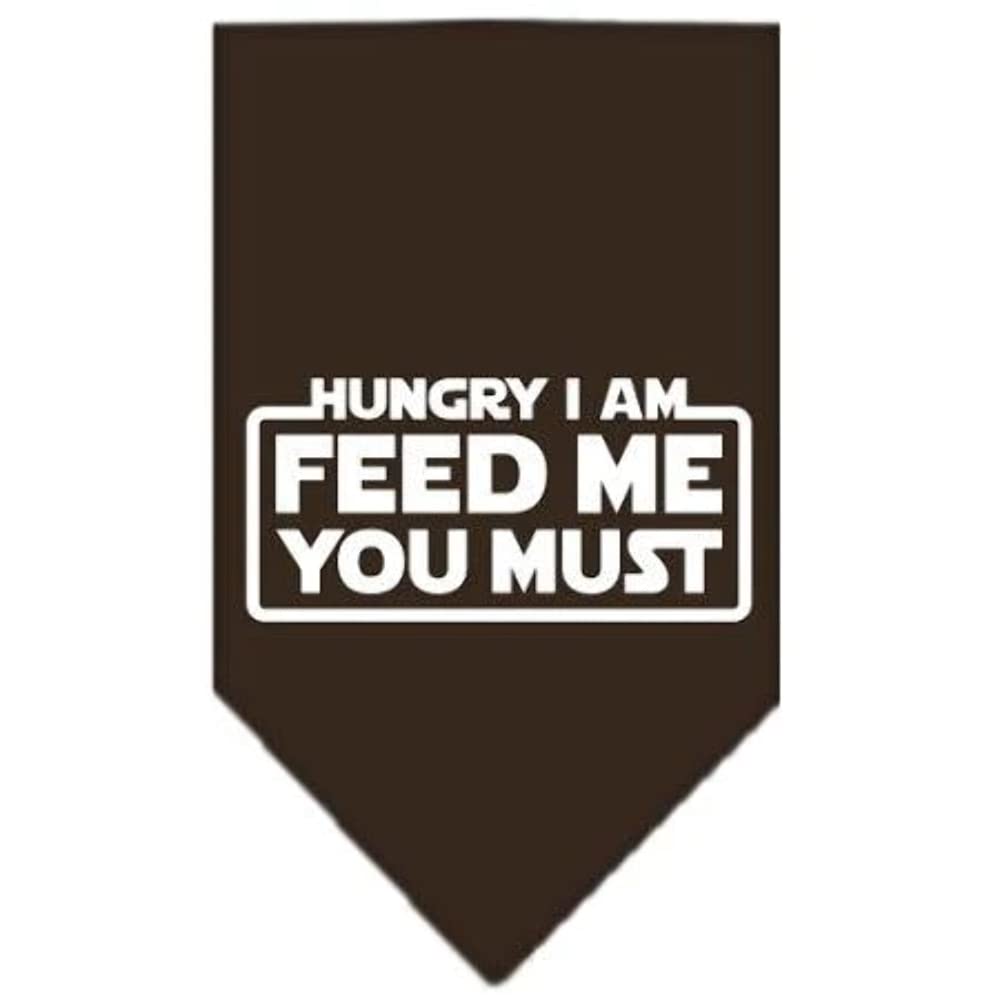 Pet and Dog Bandana Screen Printed, &quot;Hungry I Am, Feed Me You Must&quot; Cocoa Small