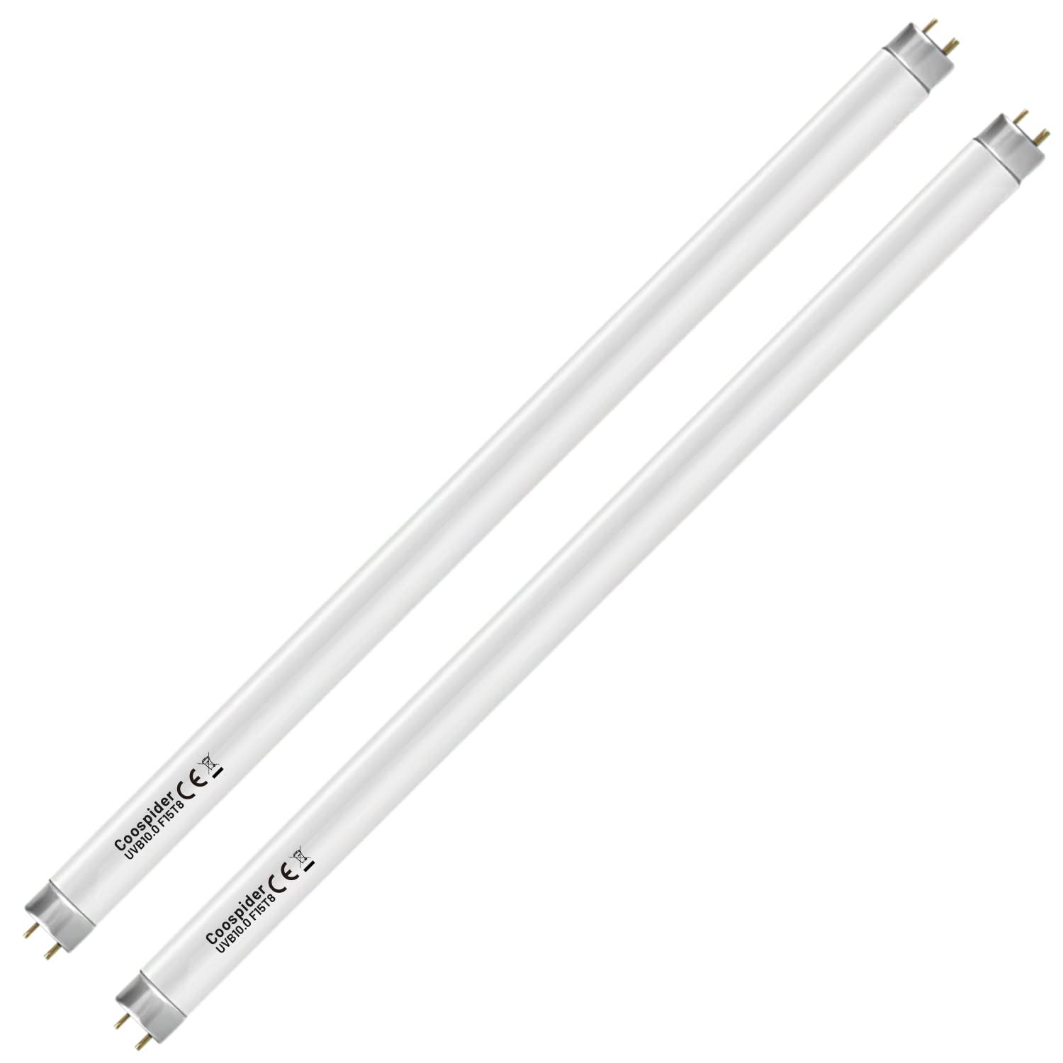 Hypool 2-Pack UVB Reptile Light 10.0 Bulb 15W 18inch T8 Fluorescent Desert Lamp UVA for Bearded Dragon Tortoise Reptile & Amphib