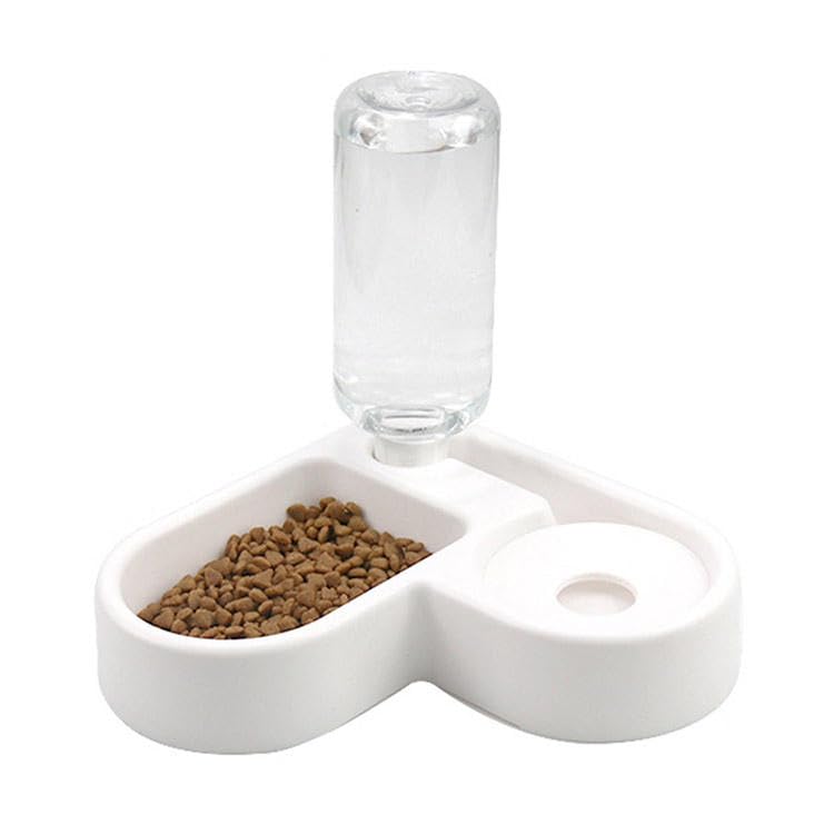 Envop Pet Bowl And Water Bowl Set Automatic Water Bottle For Dogs Cats Space Saving Damp Proof Design Love Shape Lightweight Mat