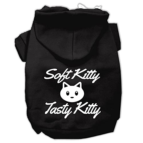 Pet Dog & Cat Hoodie Screen Printed, Soft Kitty, Tasty Kitty Black LG (10-14 lbs.)