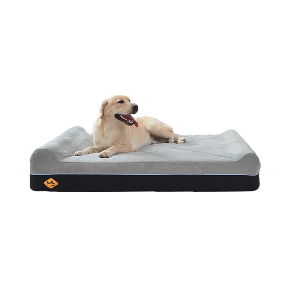 Laifug Orthopedic Memory Foam Extra Large Dog Bed Pillow(50'X36'X10', Slate Grey) Durable Water Proof Liner & Removable Washable Cover & Smart Design