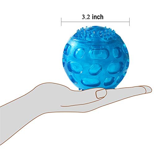 Pjdh 2 Packs Dog Ball Toys For Dog, 3.2 Inches Indestructible Dog Fetch Ball Kong Squeaky Ball For Training Playing, Blue+Green