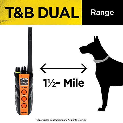 Dogtra T&B Dual 2-Dog Long Range 1.5-Mile Expandable Dual Dial Training & Beeper Remote Dog Training E-Collar For Upland Gun Dog