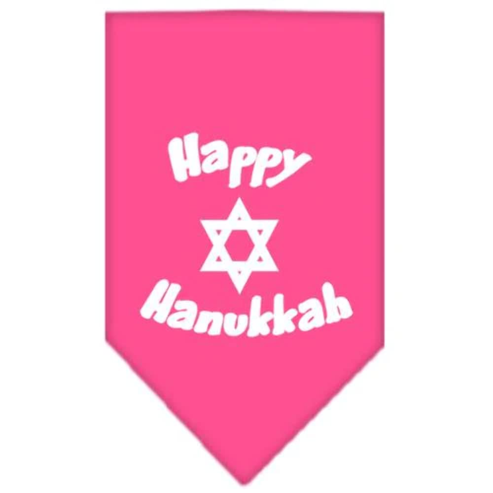 Pet and Dog Bandana Screen Printed, &quot;Happy Hanukkah&quot; Red Small