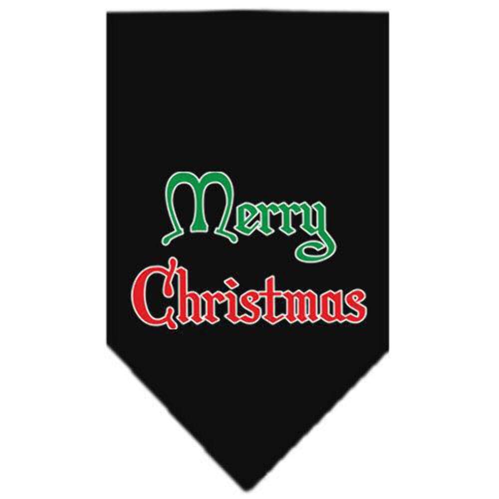 Christmas Pet and Dog Bandana Screen Printed, &quot;Merry Christmas&quot; Red Large