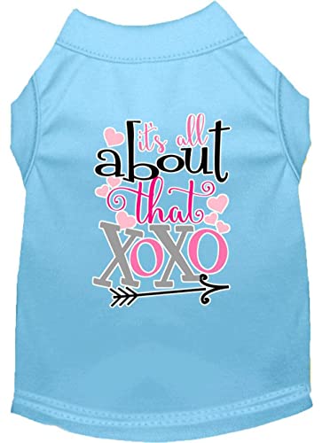 Pet Dog & Cat Shirt Screen Printed, &quot;All About That XOXO&quot; Baby Blue MD (6-10 lbs.)