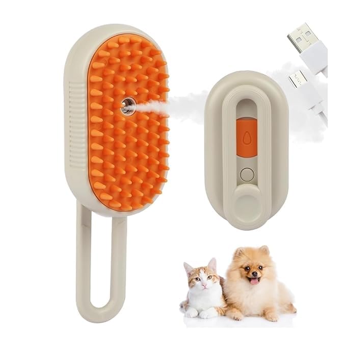3In1 Electric Pet Steam Brush, Rechargeable Silicone Water Massage Comb With Usb, Multifunctional Spa Grooming Tool For Dogs, 