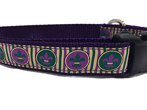 Spring Dog Collar, Caninedesign, Valentine, St Patricks Day, Easter, 1 Inch Wide, Adjustable, Nylon, Medium And Large (Mardi Gra