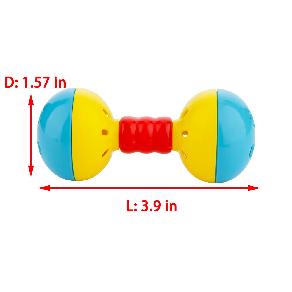 DQITJ Bird Barbell Dumbbell Toy - 2 Pcs Enrichment Rattles Bells for Small Birds, Parrots, Parakeets, Cockatiels, and Love Birds