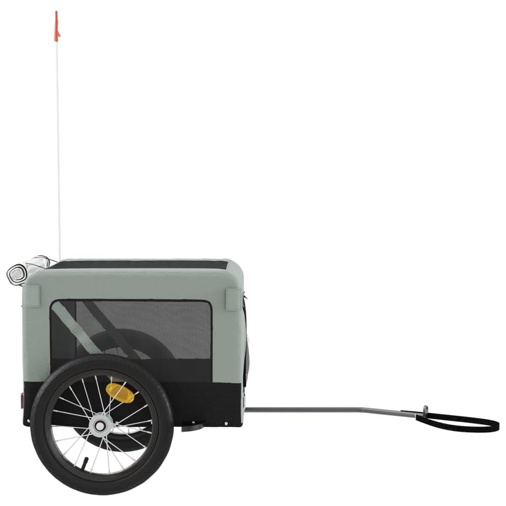 Vidaxl Pet Bike Cargo Trailer With Oxford Fabric And Iron Frame - Gray And Black - Ideal For Small Dogs, Groceries, And Equipment Transport