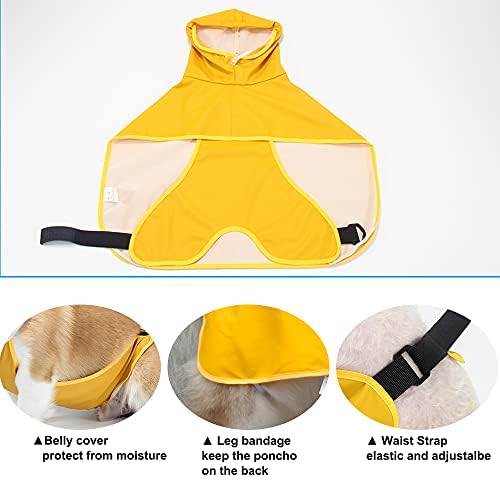 Petmolico Dog Raincoat Waterproof Ponch With Hoodie Adjustable Rain Jacket For Schnauzer,Beagles,French Bulldog,Mini Pinchers(Xl