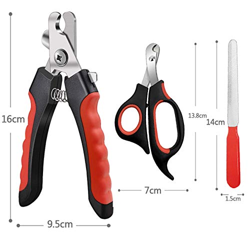 Ldjzon Pet Nail Clippers And Trimmers Set Safety Guard To Avoid Over Cutting Razor Sharp Blades Grooming Tool For All Small Large Dog Cat Red