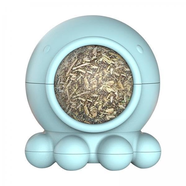 Ujeavette 5Xcatnip Ball Cat Licking Spherical Kitty Catnip Roller Rotating Treat Blue