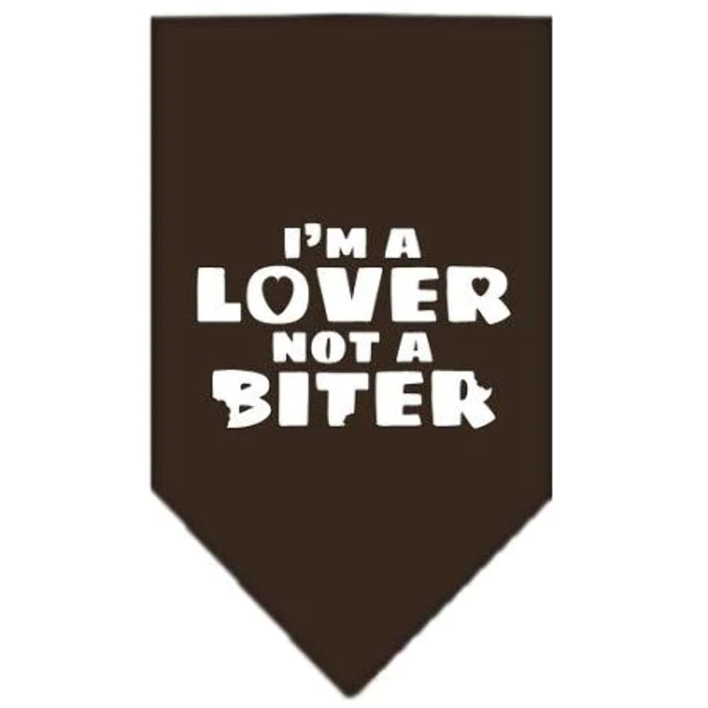 Mirage Pet Products I'm a Lover Not a Biter Screen Print Bandana for Pets, Small, Cocoa