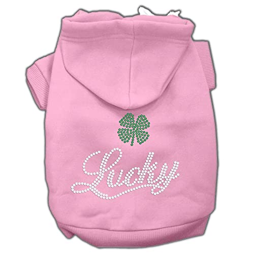 Mirage Pet Products Lucky Rhinestone Hoodies, Pink, Size 10