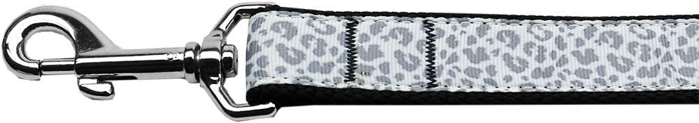Pet Dog & Cat Nylon Collar or Leash, "Silver Leopard" 3/8" w x 4 ft. leash