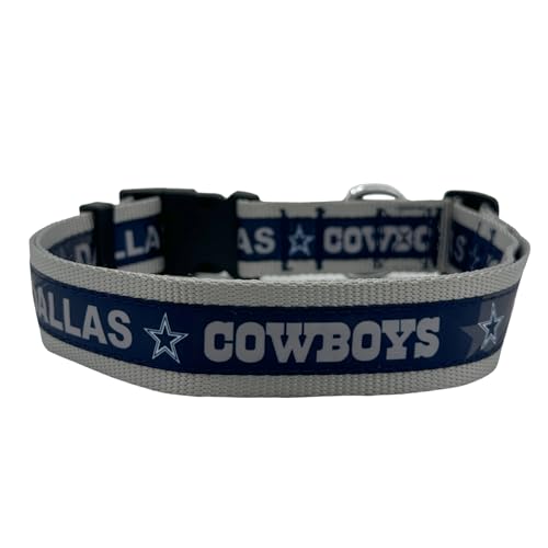 NFL Dallas Cowboys Dog Collar, X-Large SUPER TOUGH with Anti-Open Safety Lock Button
