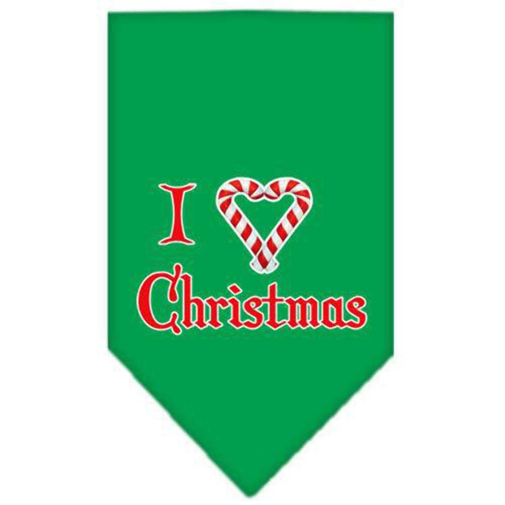 Mirage Pet Products Heart Christmas Screen Print Bandana for Pets, Large, Emerald Green