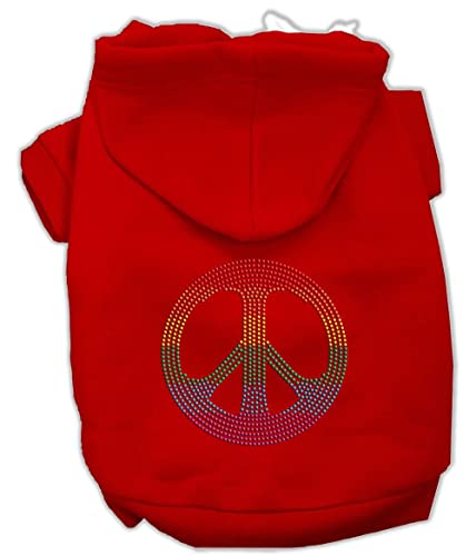 Mirage Pet Products Rhinestone Rainbow Peace Sign Hoodies, 20, Cream