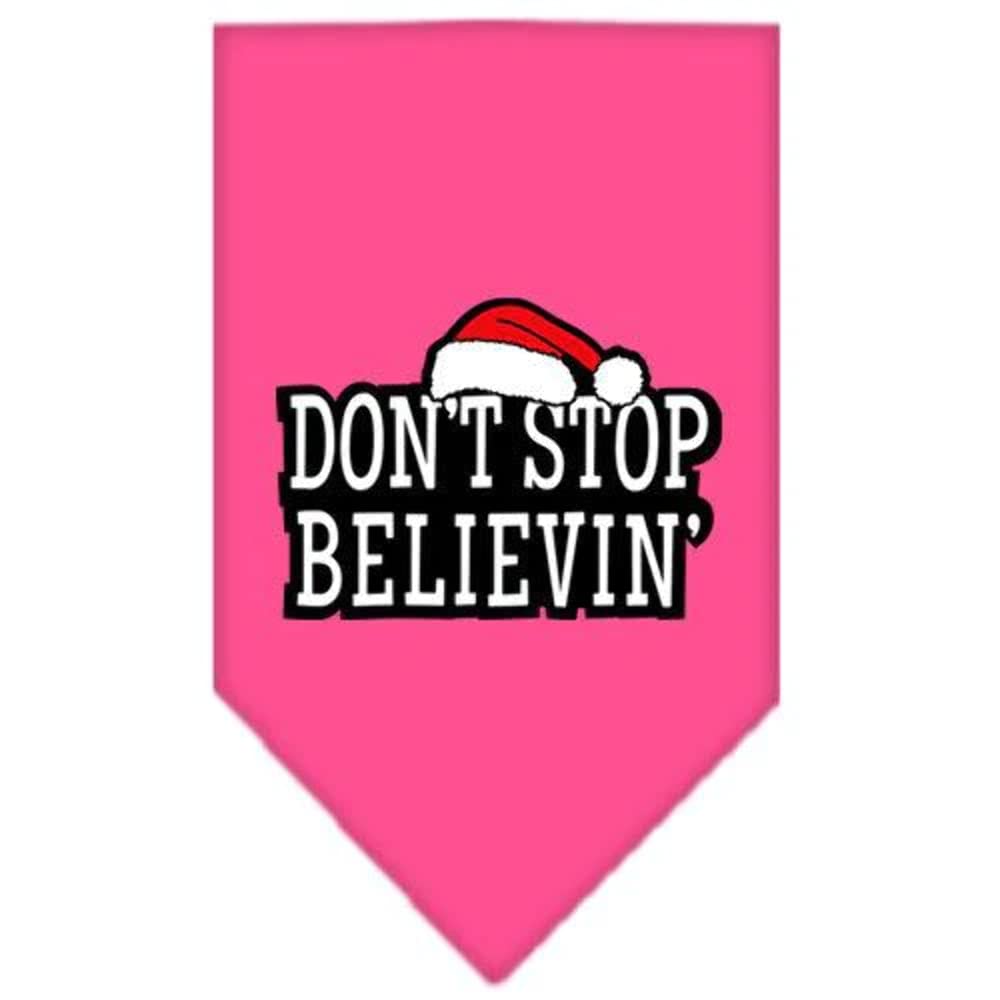 Mirage Pet Products Dont Stop Believing Screen Print Bandana for Pets, Large, Black