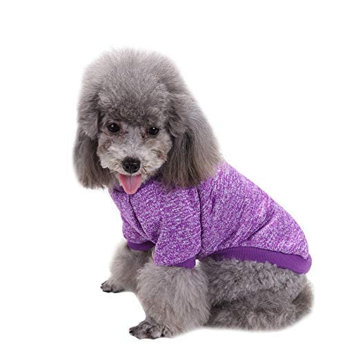 Jecikelon Pet Dog Clothes Dog Sweater Soft Thickening Warm Pup Dogs Shirt Winter Puppy Sweater For Dogs (Purple, S)