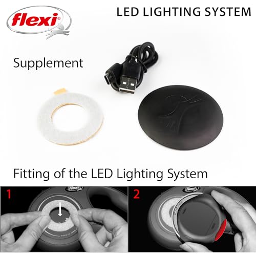 FLEXI LED Lighting System For Flexi Retractable Leashes With Rechargeable Batteries - Splashproof - Black