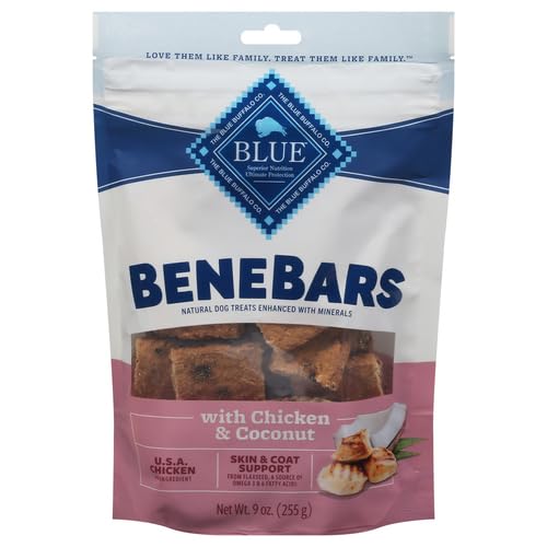 Blue Buffalo BeneBars Skin & Coat Support Dog Treats with Omega 3 & 6 Fatty Acids, Made with Natural Ingredients, USA Chicken & 