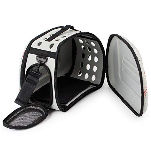 Foldable Pet Dog Carrier Cage Collapsible Travel Kennel - Portable Pet Carrier Outdoor Shoulder Bag For Puppy Dog Cat (S, Grey)